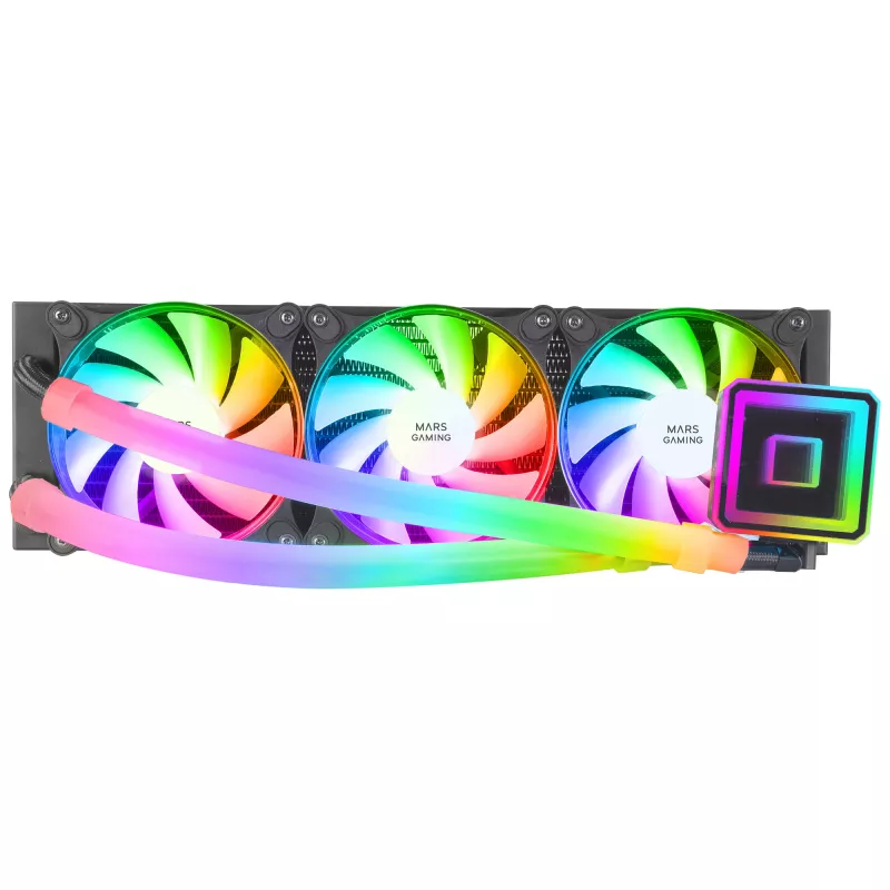 Mars Gaming ML-ULTRA360 Raffreddamento a liquido CPU nero TDP 650W Infinity Mirror 3 ventole FDB ARGB silenziose tubi ARGB multisocket universale