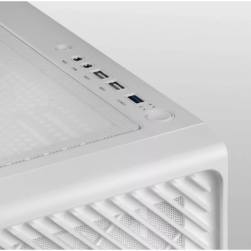 Mars Gaming MC-F White, semitorre da gaming ATX, finestra in vetro temperato, frontale in mesh metallica, 4 ventole ARGB da 120 mm