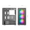 Mars Gaming MC-F White, semitorre da gaming ATX, finestra in vetro temperato, frontale in mesh metallica, 4 ventole ARGB da 120 mm
