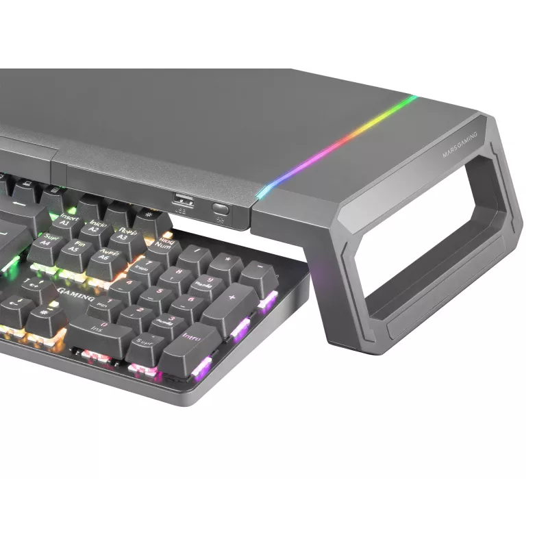 Mars Gaming MGS-ONE Supporto monitor Chroma RGB nero dimensione regolabile supporto per smartphone e tablet USB 2.0 frontale