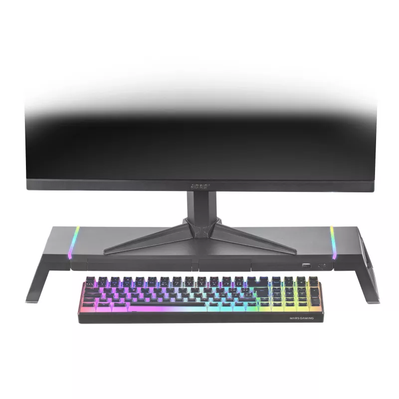 Mars Gaming MGS-ONE Supporto monitor Chroma RGB nero dimensione regolabile supporto per smartphone e tablet USB 2.0 frontale