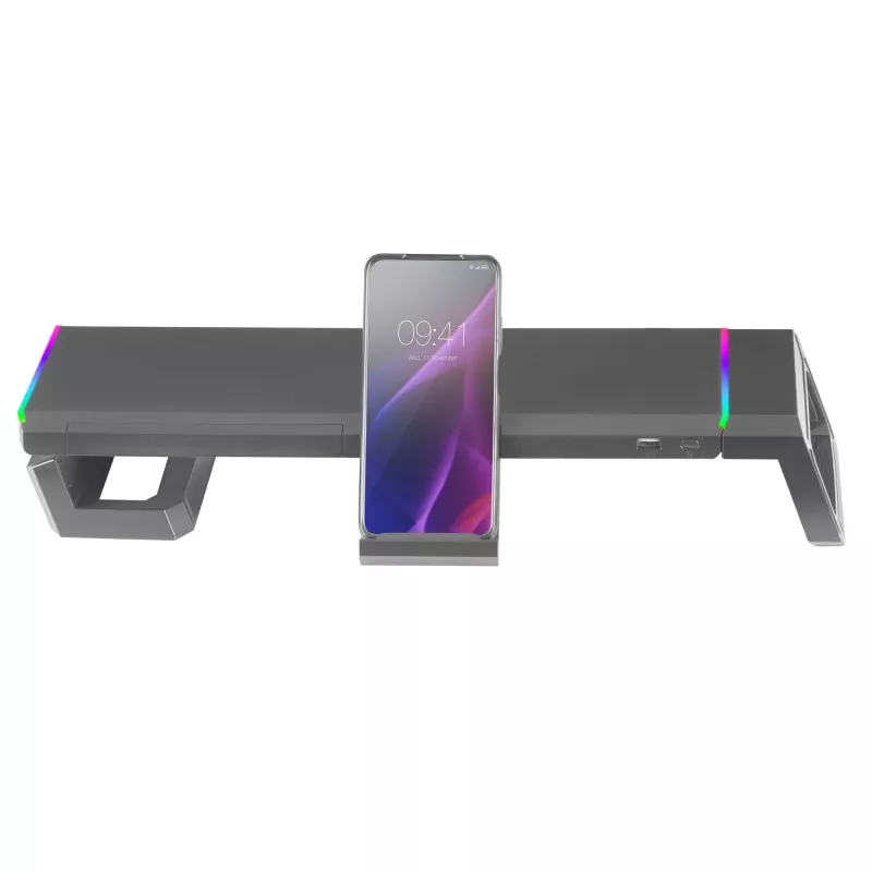 Mars Gaming MGS-ONE Supporto monitor Chroma RGB nero dimensione regolabile supporto per smartphone e tablet USB 2.0 frontale