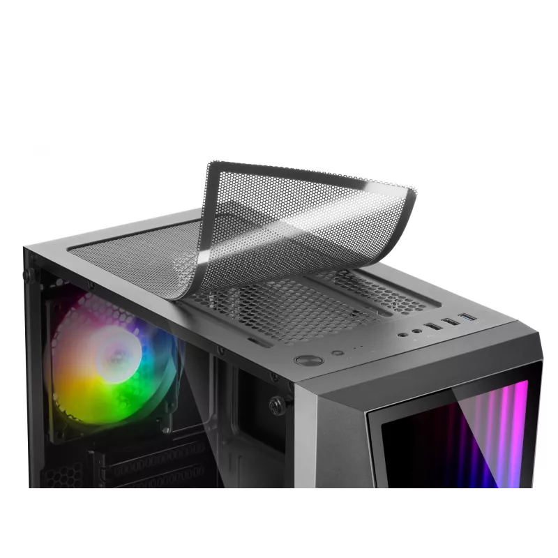 Mars Gaming MC777, case per computer ATX, illuminazione ARGB, nero, PC, nero, ATX, micro ATX, Mini-ITX, blu, verde, rosso, 15,8 cm, 31,8 cm