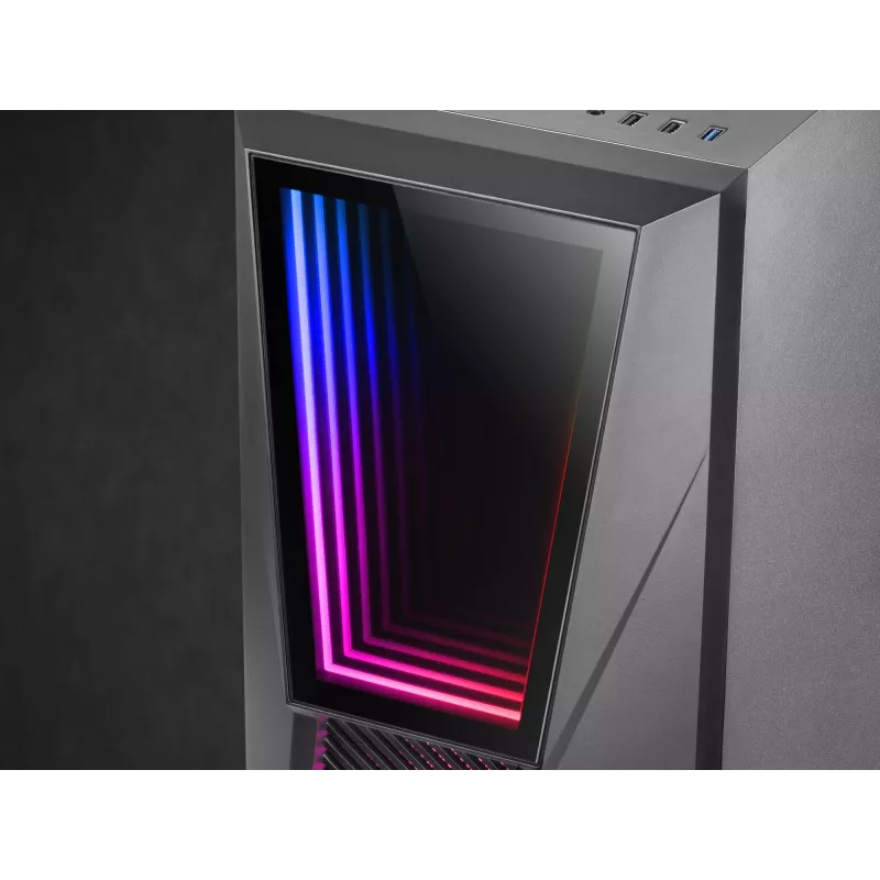 Mars Gaming MC777, case per computer ATX, illuminazione ARGB, nero, PC, nero, ATX, micro ATX, Mini-ITX, blu, verde, rosso, 15,8 cm, 31,8 cm