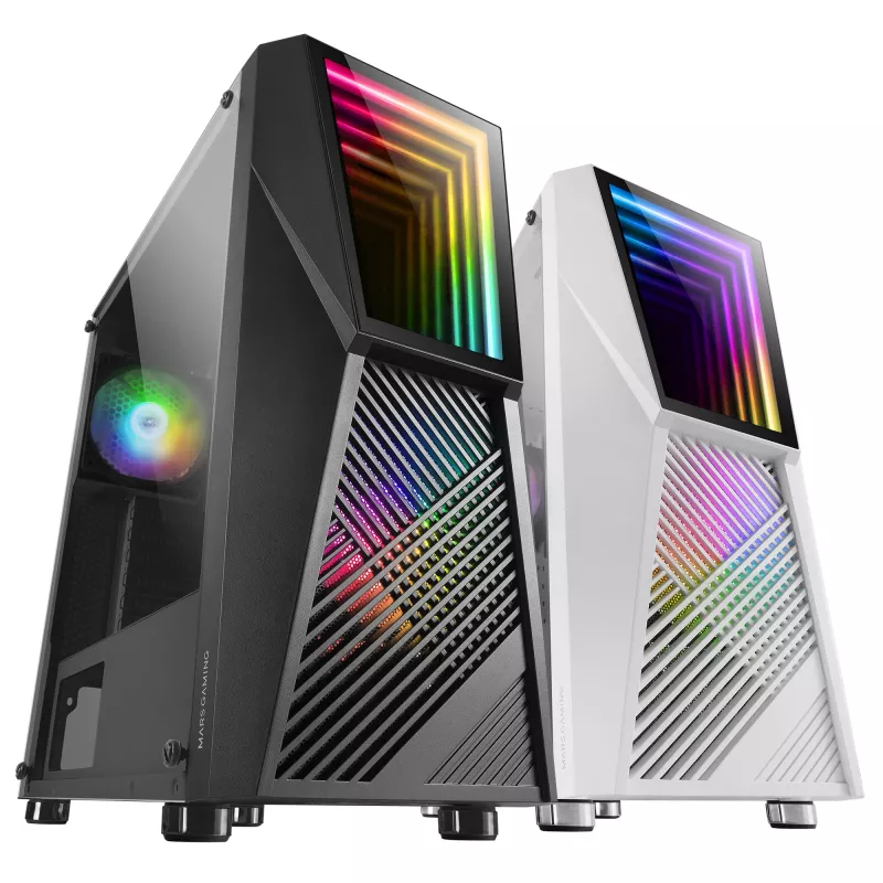Mars Gaming MC777, case per computer ATX, illuminazione ARGB, nero, PC, nero, ATX, micro ATX, Mini-ITX, blu, verde, rosso, 15,8 cm, 31,8 cm
