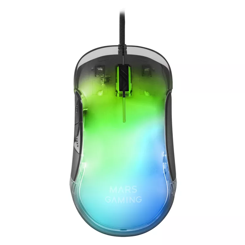 Mars Gaming MMGLOW mouse da gaming RGB Chroma-Glow finitura a specchio 12800 DPI nero