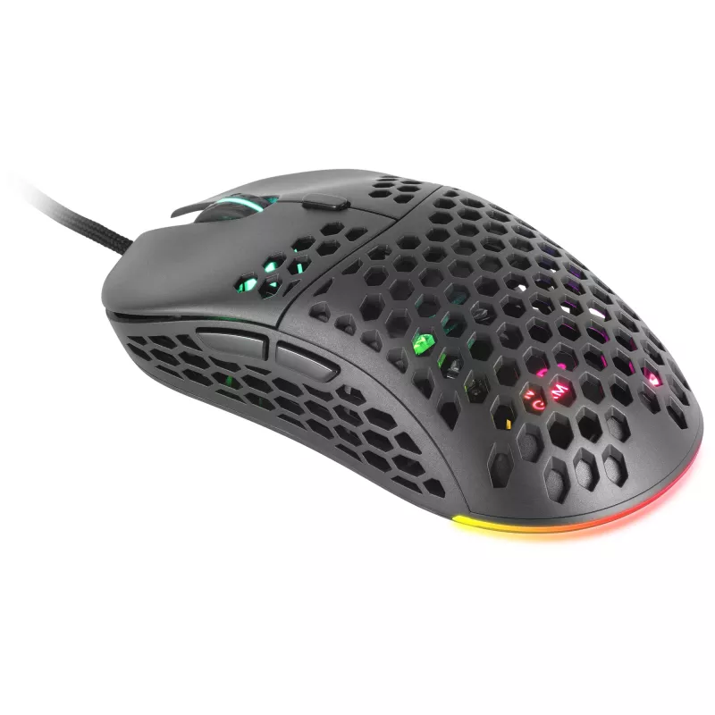 Mars Gaming MM55 nero mouse da gaming RGB Chroma ultraleggero 55g 12800 DPI switch meccanici HUANO