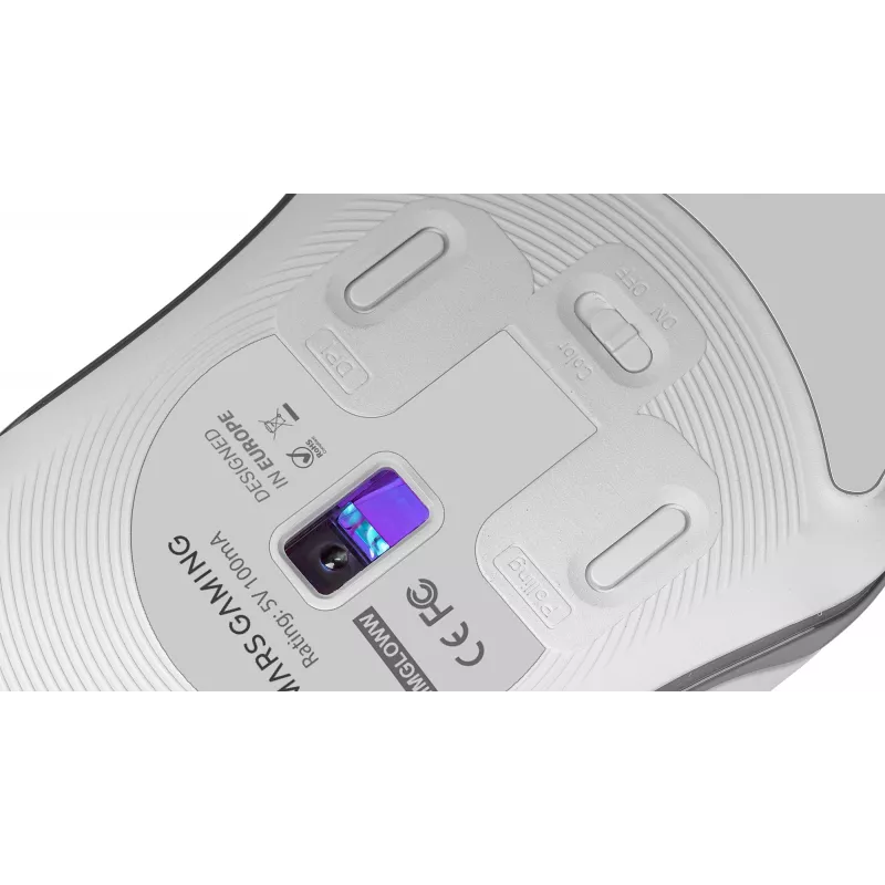 Mars Gaming MMGLOW mouse da gaming RGB Chroma-Glow finitura a specchio ultraleggero 12800 DPI bianco