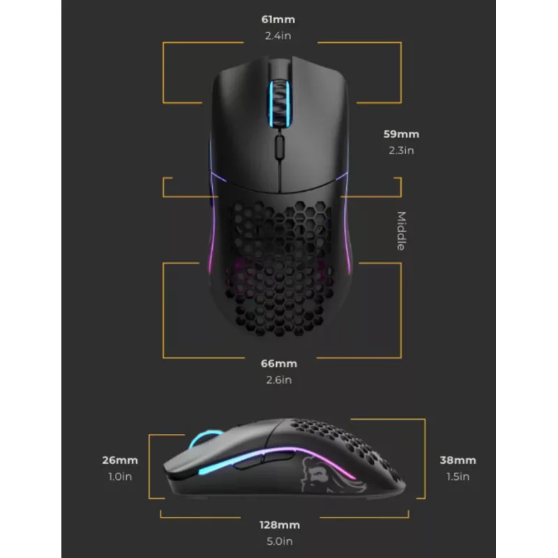Glorious Gaming Glorious Model O Wireless - nero opaco, per destrorsi, ottico, RF wireless, 19000 DPI, 1 ms, nero