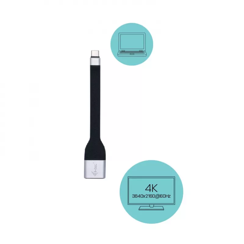 ITEC adattatore USB-C a DisplayPort i-tec adattatore USB-C piatto DP 4K/60 Hz, cavo 0,11 m, nero