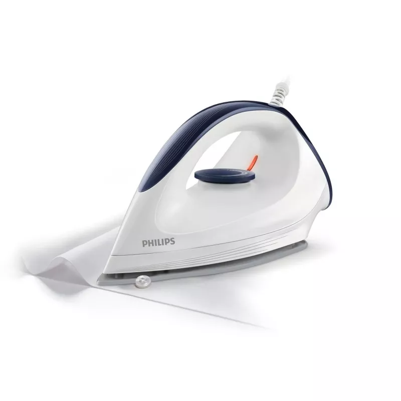 Philips GC160/02 ferro da stiro a secco, ferro da stiro a secco, suola DynaGlide, 1,8 m, bianco, 1200 W