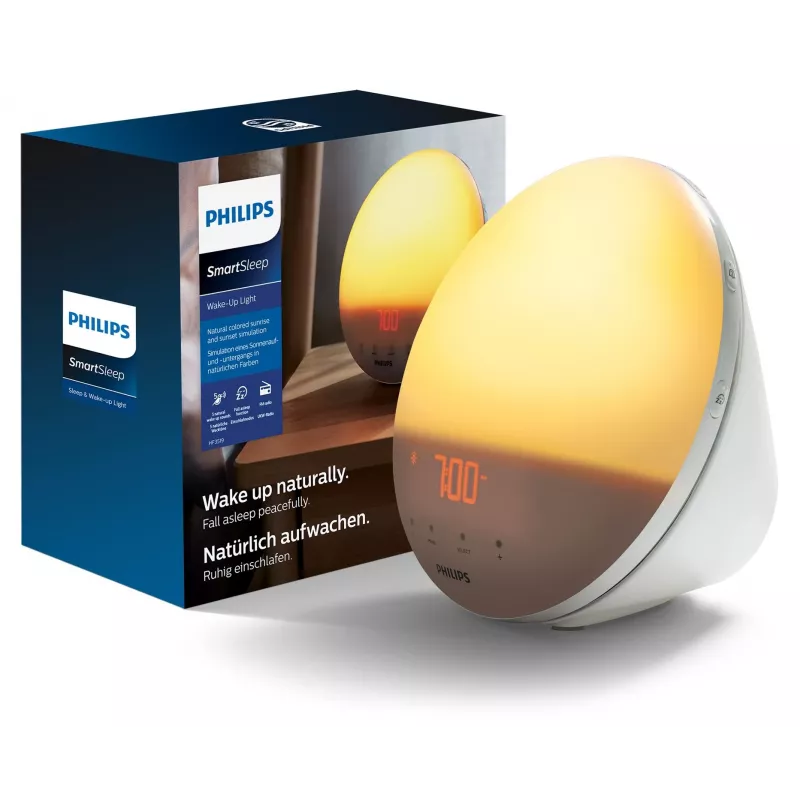 Wake-up Light Philips SmartSleep HF3531/01 — sveglia LED con alba simulata, 300 lx, 7 suoni, funzione snooze 9 min