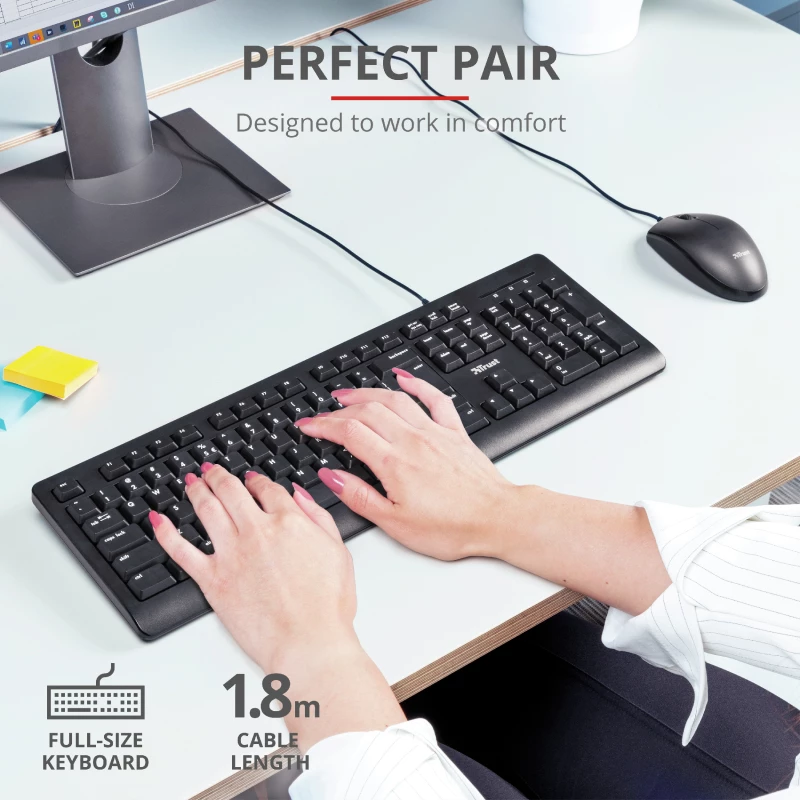 Tastiera e mouse Trust Primo universale USB AZERTY belga nero