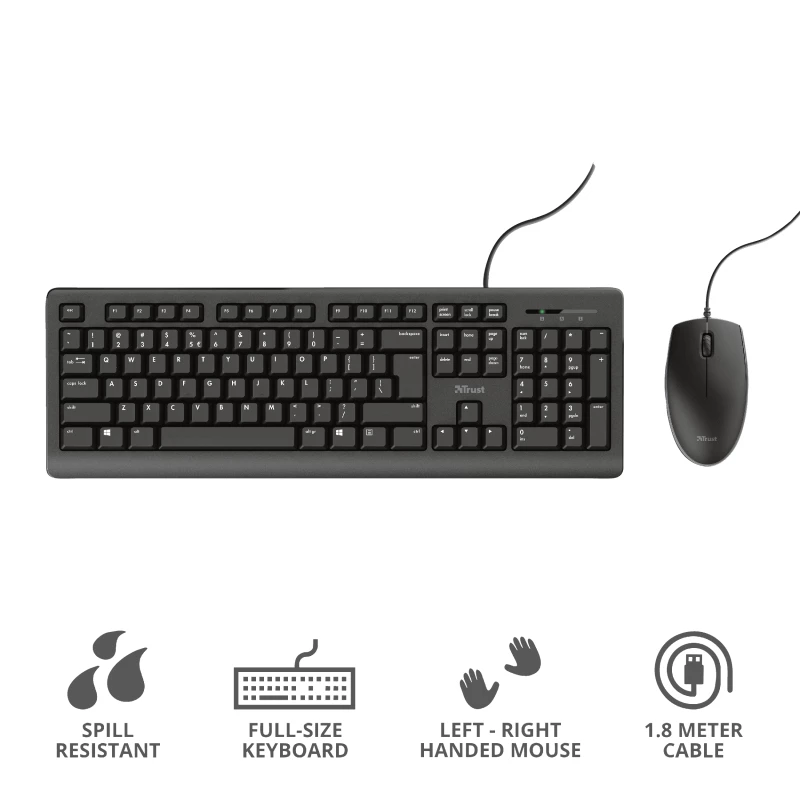Tastiera e mouse Trust Primo universale USB AZERTY belga nero