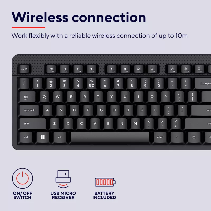 TRUST Ody II full-size wireless RF QWERTY nordic nero
