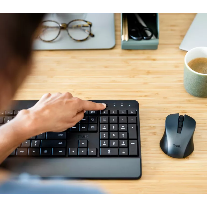 Tastiera e mouse Trust Trezo da ufficio RF wireless AZERTY belga nero