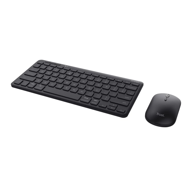 Tastiera e mouse Trust Lyra da ufficio RF wireless + Bluetooth AZERTY belga nero