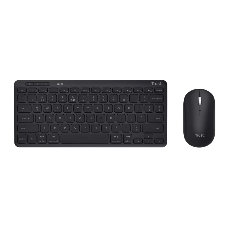 Tastiera e mouse Trust Lyra da ufficio RF wireless + Bluetooth AZERTY belga nero