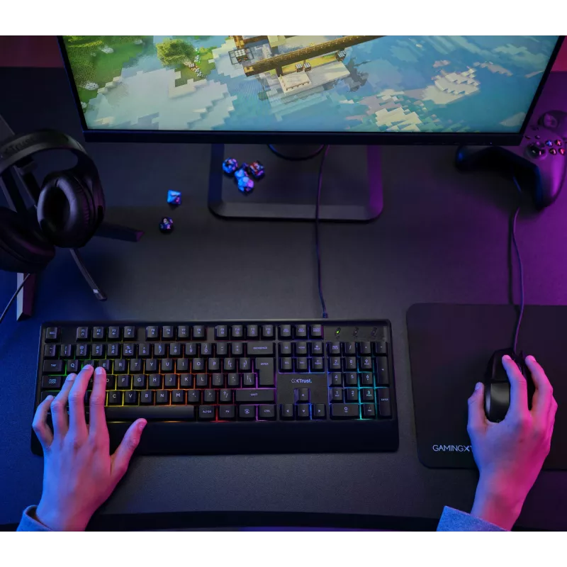 Trust GXT 792 Quadrox Tastiera mouse incluso Gaming USB QWERTY belga nero