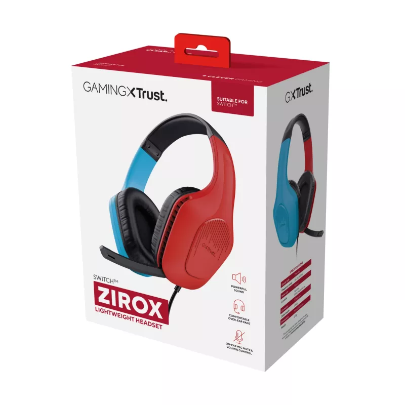 Trust GXT 416S Zirox Headset con cavo archetto Gaming nero, ciano, rosso