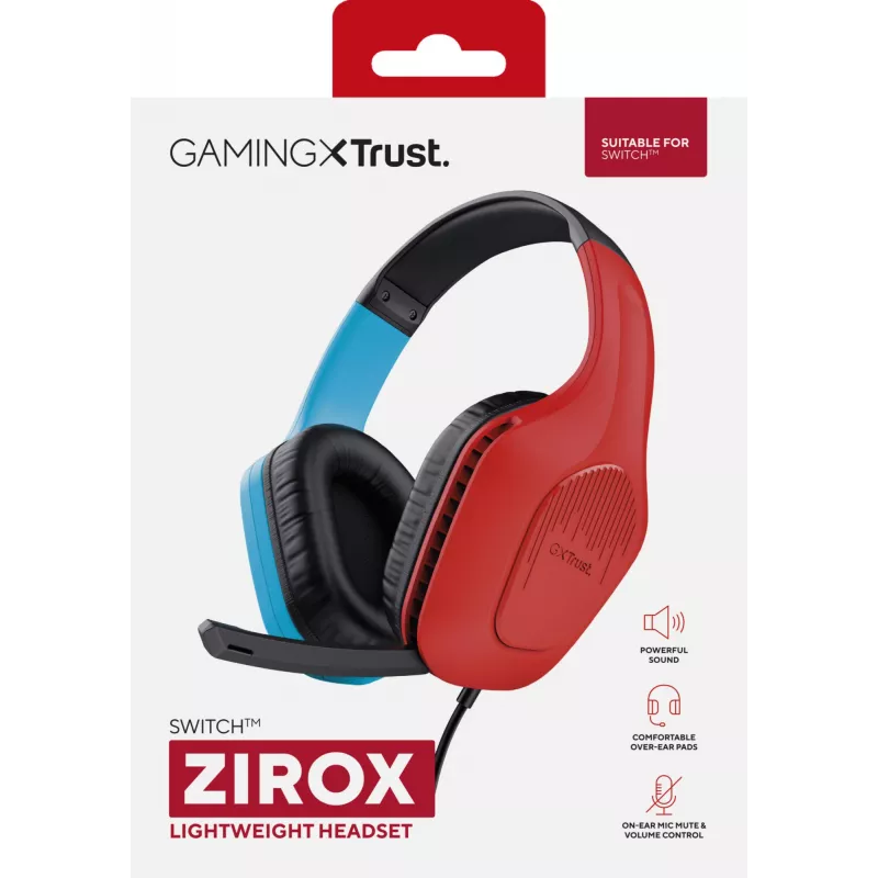 Trust GXT 416S Zirox Headset con cavo archetto Gaming nero, ciano, rosso