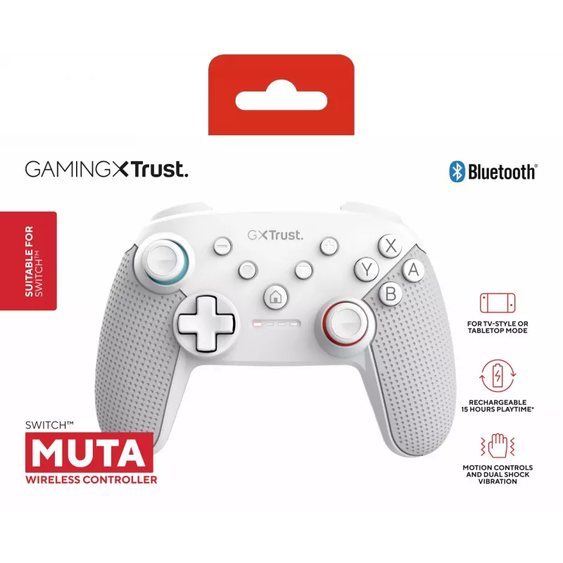 Trust GXT 1246W MUTA White Gamepad Bluetooth Nintendo Switch, Nintendo Switch Lite