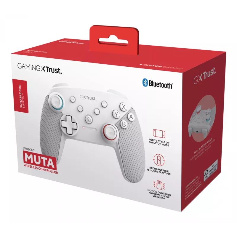 Trust GXT 1246W MUTA White Gamepad Bluetooth Nintendo Switch, Nintendo Switch Lite