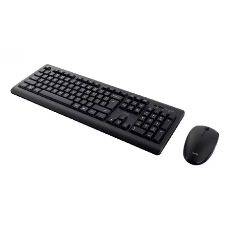 Set tastiera e mouse wireless TRUST Primo – tastiera a membrana full-size QWERTY, RF Wireless, nero, mouse incluso