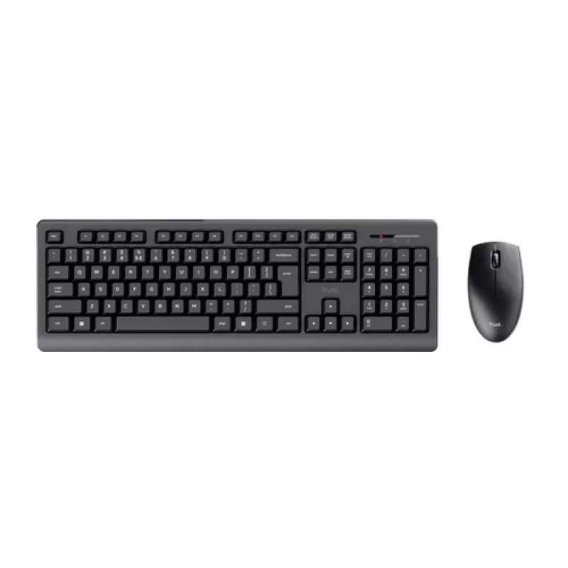 Set tastiera e mouse wireless TRUST Primo – tastiera a membrana full-size QWERTY, RF Wireless, nero, mouse incluso