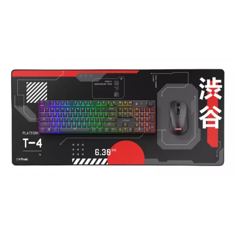 Tappetino mouse Gaming TRUST GXT 759 XXL — 900×400 mm, PET, nero/rosso
