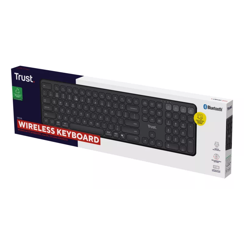 Trust Vaiya Tastiera universale USB + RF Wireless + Bluetooth AZERTY belga nero