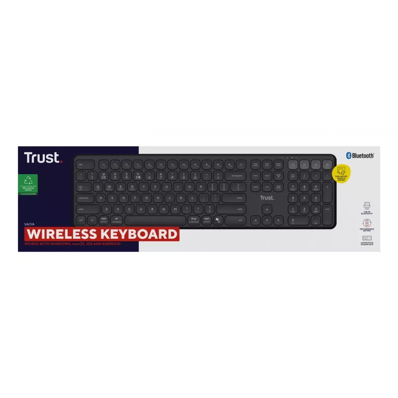 Trust Vaiya Tastiera universale USB + RF Wireless + Bluetooth AZERTY belga nero