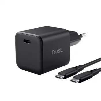 Caricabatterie TRUST Maxo ultra-compatto 65W GaN USB-C nero con cavo da 2 m