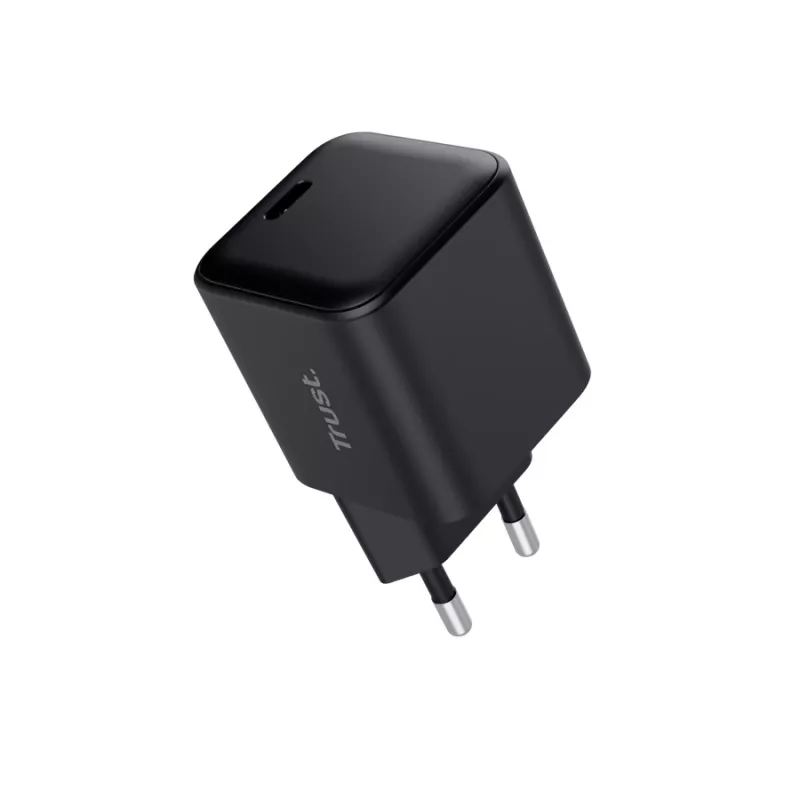 Caricabatterie TRUST Maxo ultra-compatto 65W GaN USB-C nero con cavo da 2 m