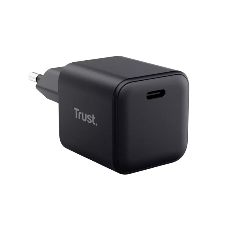 Caricabatterie TRUST Maxo ultra-compatto 65W GaN USB-C nero con cavo da 2 m