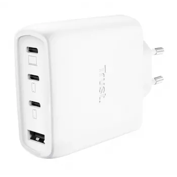 TRUST Maxo 65W caricabatterie rapido AC per interni, 3x USB-C, max 20 V, cavo da 2 m, bianco