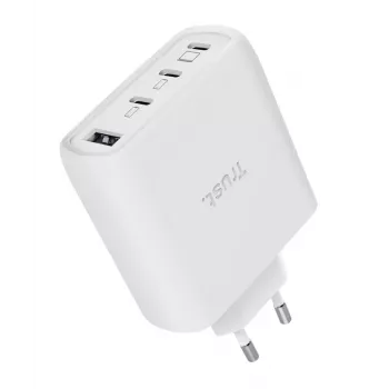 TRUST Maxo 65W caricabatterie rapido AC per interni, 3x USB-C, max 20 V, cavo da 2 m, bianco