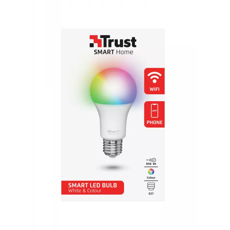 Lampadina smart TRUST 71281 — Wi‑Fi, attacco E27, bianco, 60×60×108 mm