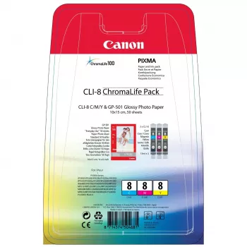 Canon CLI-8 Chromalife confezione cartucce inchiostro 3 pz. originale ciano, magenta, giallo
