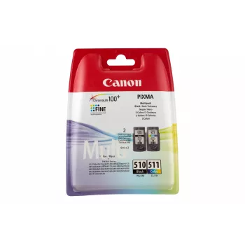 Canon PG-510/CL-511 BK/C/M/Y multipack cartucce inchiostro, resa standard, nero, ciano, magenta, giallo, 2 pz., 300 pagine, multipack