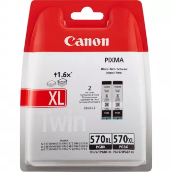 Canon PGI-570BK XL alta resa cartuccia inchiostro nero (confezione doppia)