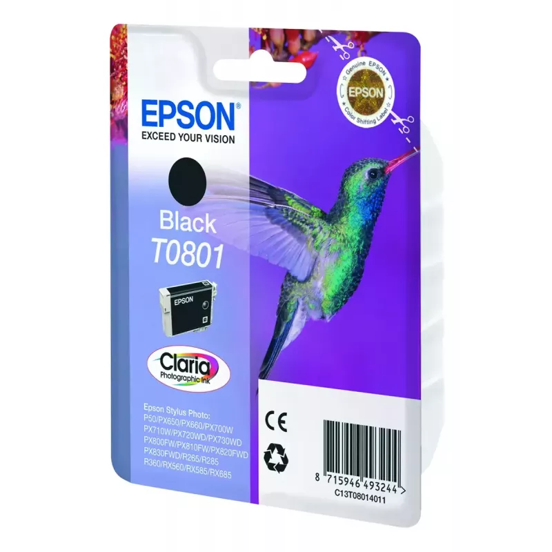 Epson Hummingbird confezione singola nero T0801 Claria Photographic Ink