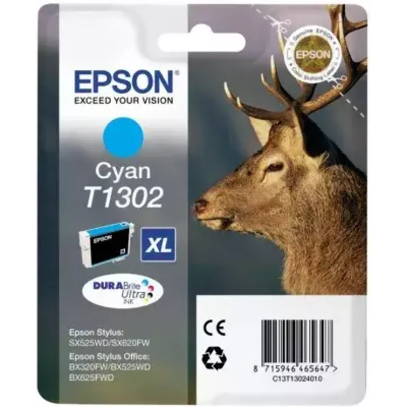 Inchiostro Epson T1302 DURABrite Ultra Stag confezione singola ciano
