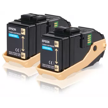 Confezione doppia cartuccia toner Epson ciano 7,5kx2, 7500 pagine, ciano, 1 pz.