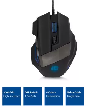 Mouse da gaming ACT mouse da gaming con cavo e illuminazione 3200 dpi