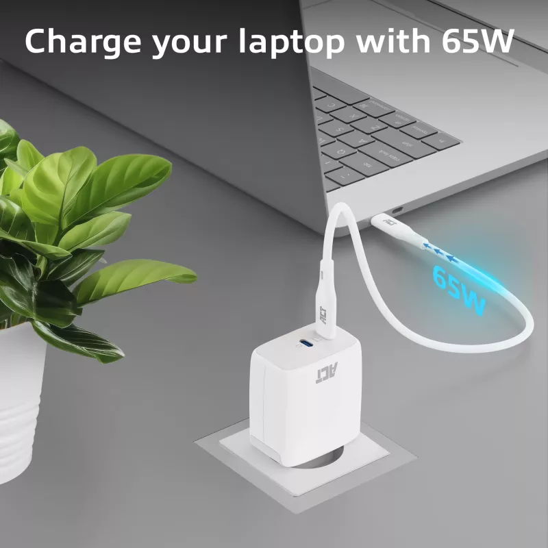 Caricabatterie USB-C ACT 65W 2 porte con Power Delivery PPS e GaNFast