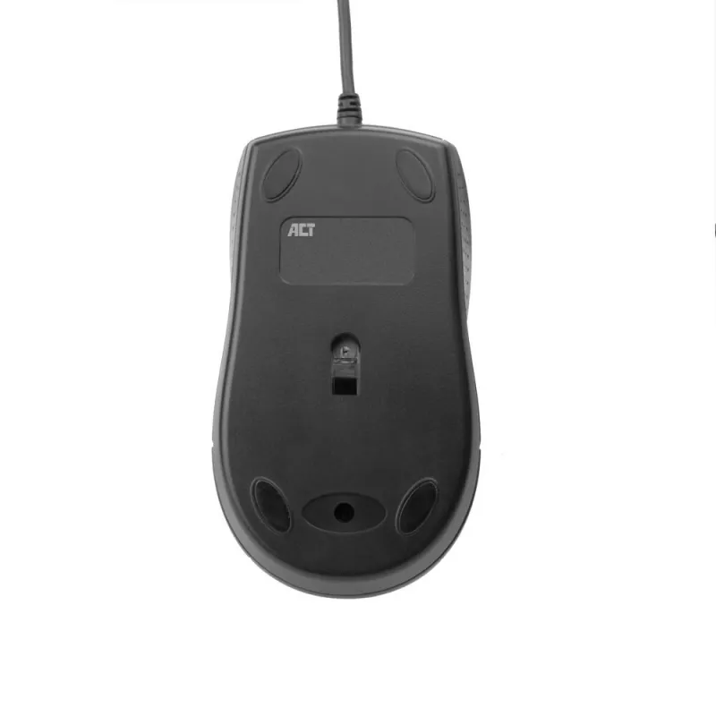 Mouse ottico con cavo ACT a grandezza naturale, 1000 DPI, click silenzioso, ecologico, in materiali riciclati