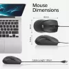 Mouse ottico con cavo ACT a grandezza naturale, 1000 DPI, click silenzioso, ecologico, in materiali riciclati