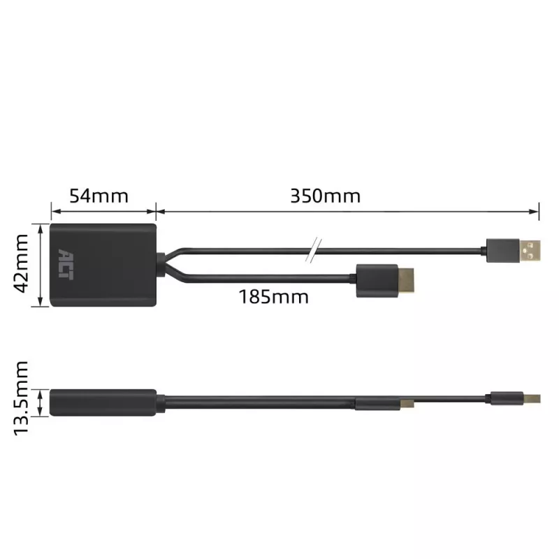 Adattatore per cavo video ACT AC7536 0,24 m HDMI + USB DisplayPort nero