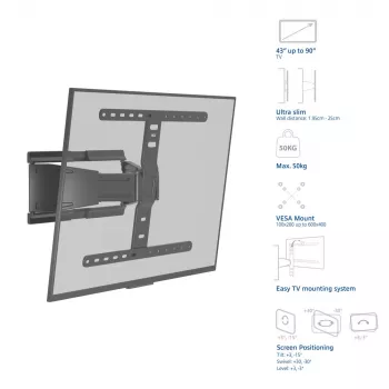Supporto a parete ACT AC8357 completamente orientabile per schermi da 43